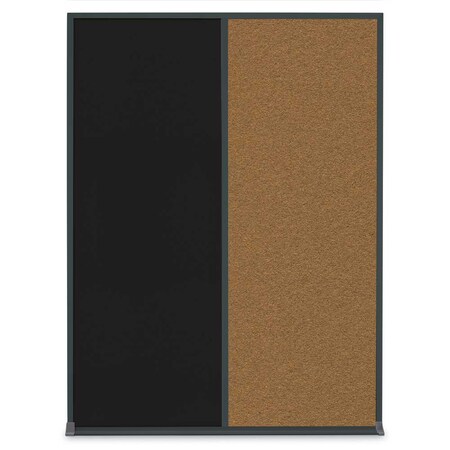 United Visual Products Single Door Radius Corkboard, 24"X36", S UV8001-SATIN-BLACK